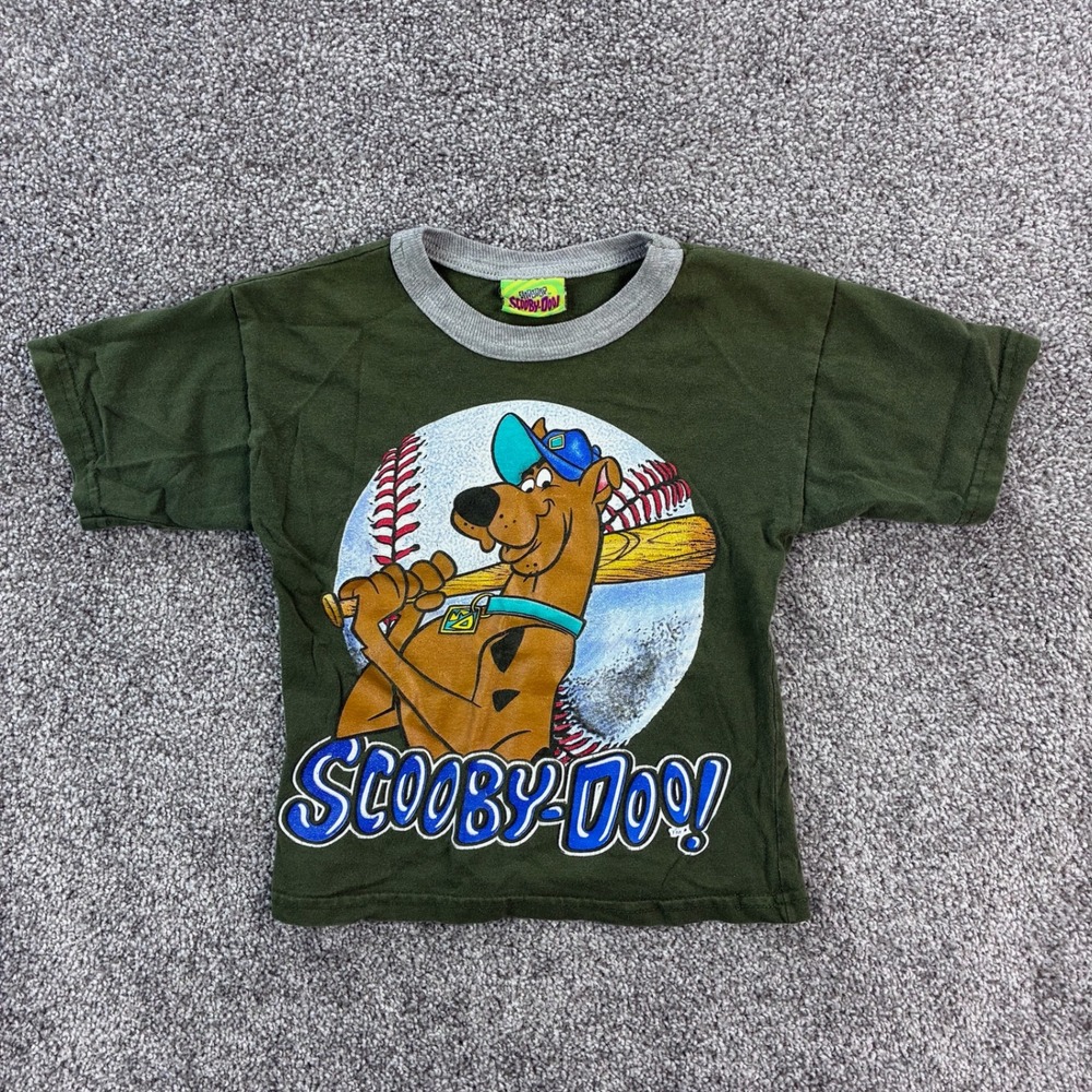 Vintage Y2K‎ Scooby-Doo Shirt Youth Small Green Cartoon Network Baseball Sports